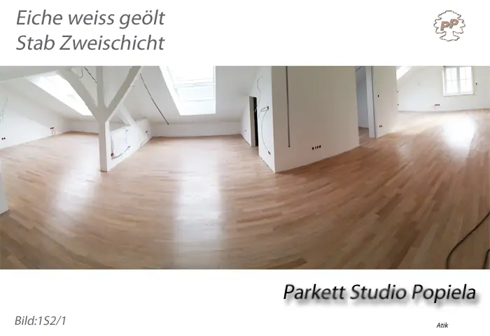 Das Verlegebild verbindet die Bereiche zwischen den Holzbalken