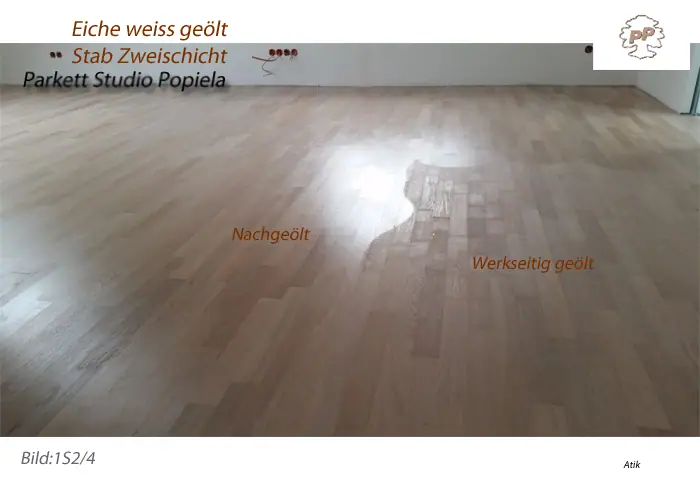 Vergleich von werkseitig geölter und nachgeölter Fläche