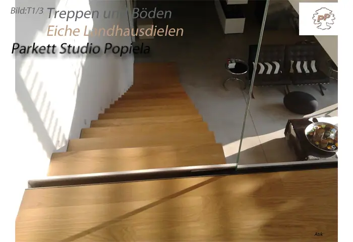 Anschluss des Treppenlaufs am oberen Dielenboden