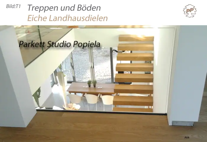 Titelbild: Kragarmtreppe und angrenzender Eichenboden